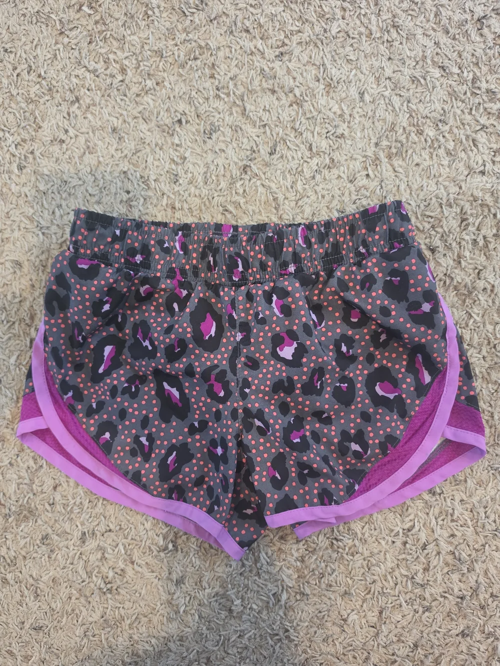 Old Navy Black Shorts with Purple Leopard Print and Pink Dots